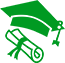 Bекторная иконка шапка выпускника с грамотой